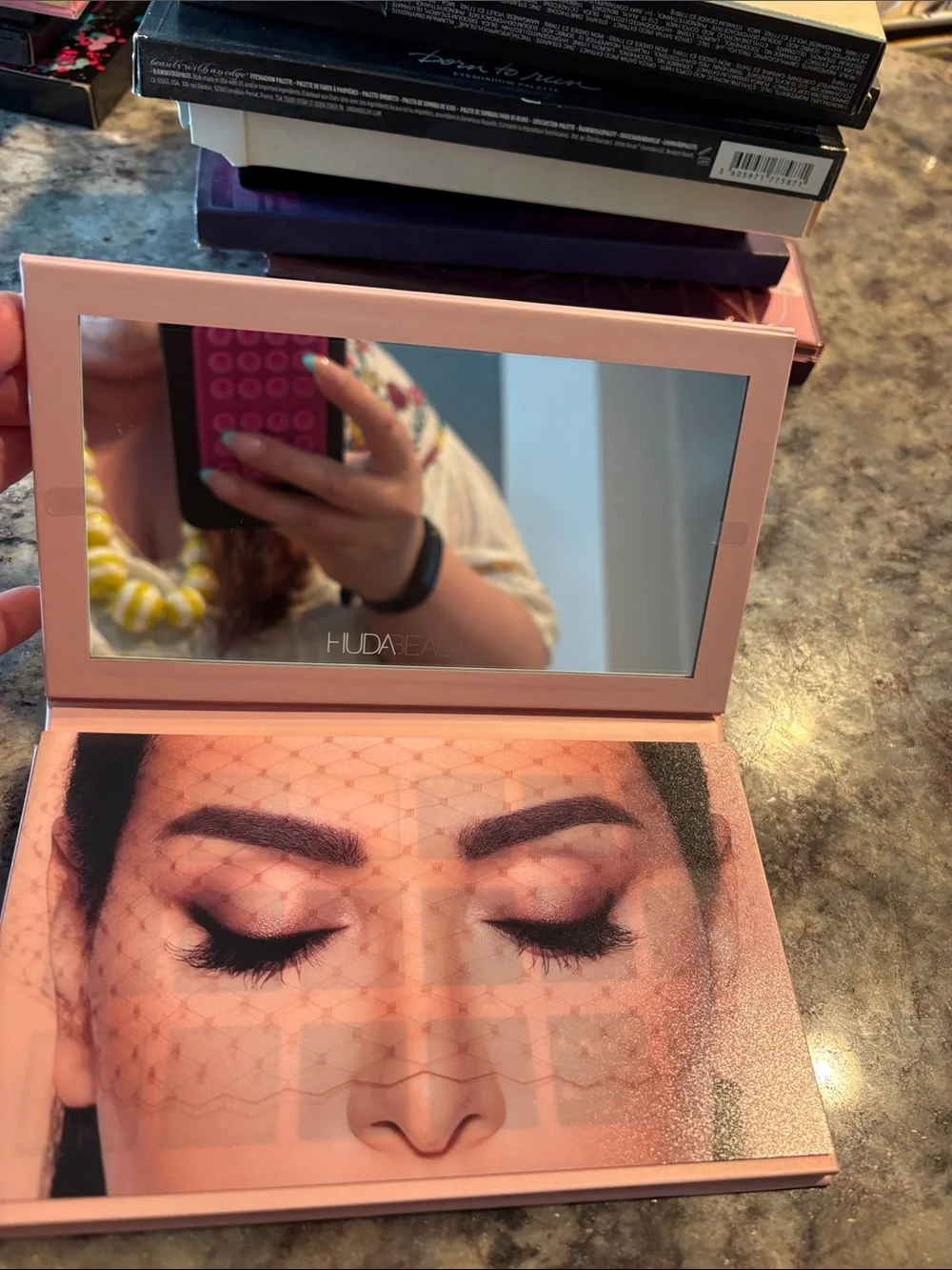 HUDA BEAUTY NUDE Eyeshadow Palette - Pink Rose and Gold Accents